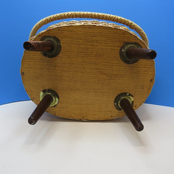 VTG Exclusive Singer MCM Sewing Storage Basket/Stool Woven Plastic Wicker - Picture 11 of 12